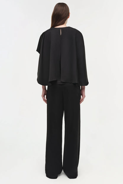 Eliora Draped Satin Cape Top Black - Simkhai