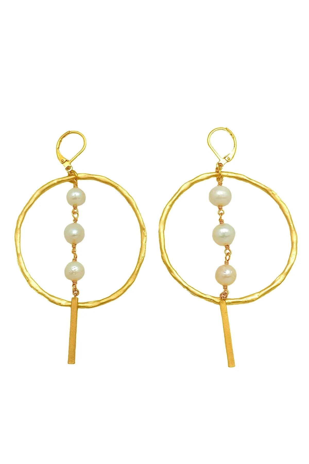 Large Pearl Drop Earrings Gold - Cimber Designs