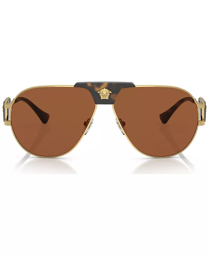 Pilot Sunglasses Dark Brown/Gold - Versace