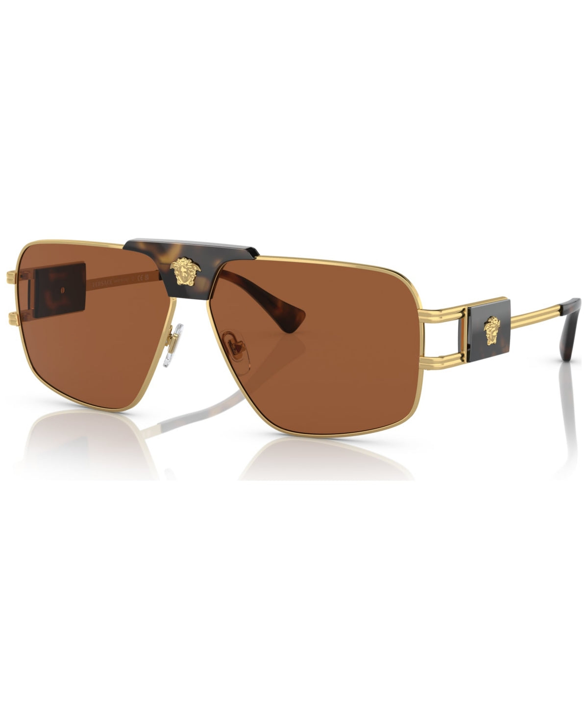 Pilot Sunglasses Dark Brown/Gold - Versace