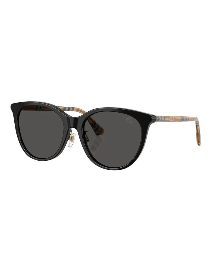 Round Sunglasses Black/Check - Burberry
