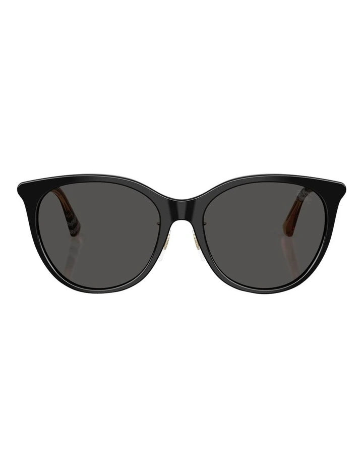 Round Sunglasses Black/Check - Burberry