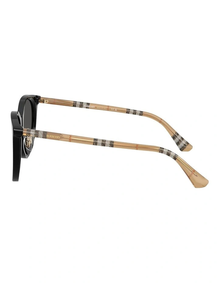Round Sunglasses Black/Check - Burberry