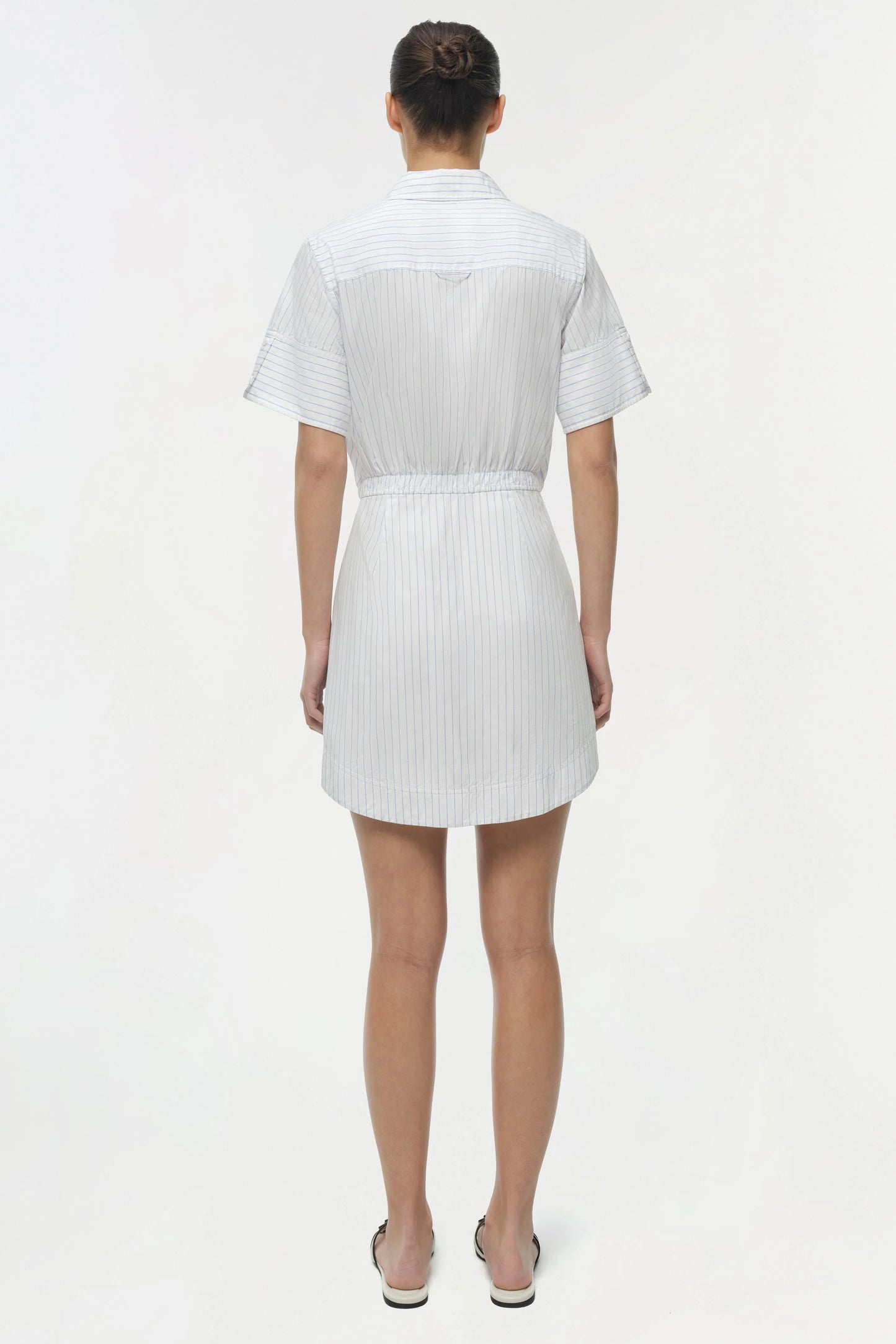 Marcy Cotton Mini Shirt Dress White Stripe - Simkhai
