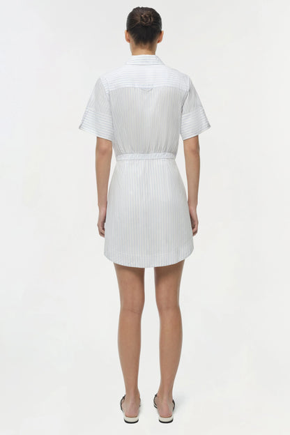 Marcy Cotton Mini Shirt Dress White Stripe - Simkhai