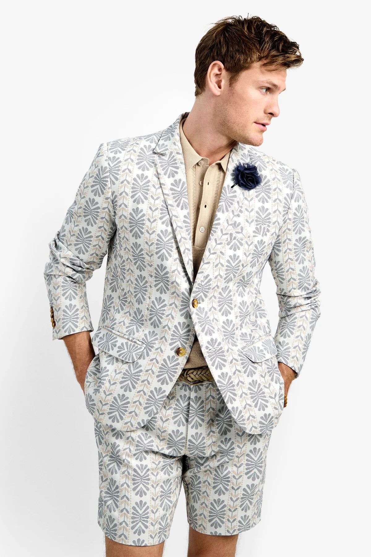 Thurston Blazer Floral Stripe Jacquard - Mr Turk