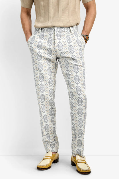 Clyde Slim Trouser Floral Stripe Jacquard - Mr Turk