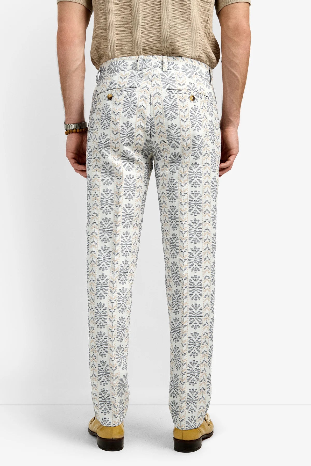 Clyde Slim Trouser Floral Stripe Jacquard - Mr Turk