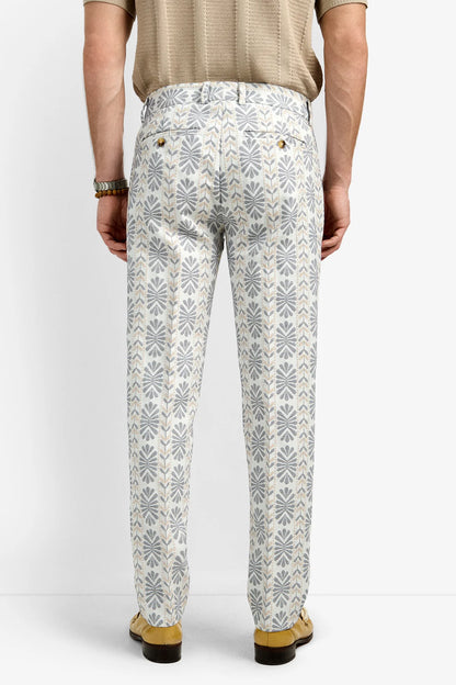 Clyde Slim Trouser Floral Stripe Jacquard - Mr Turk