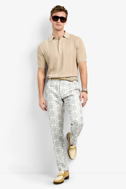 Clyde Slim Trouser Floral Stripe Jacquard - Mr Turk