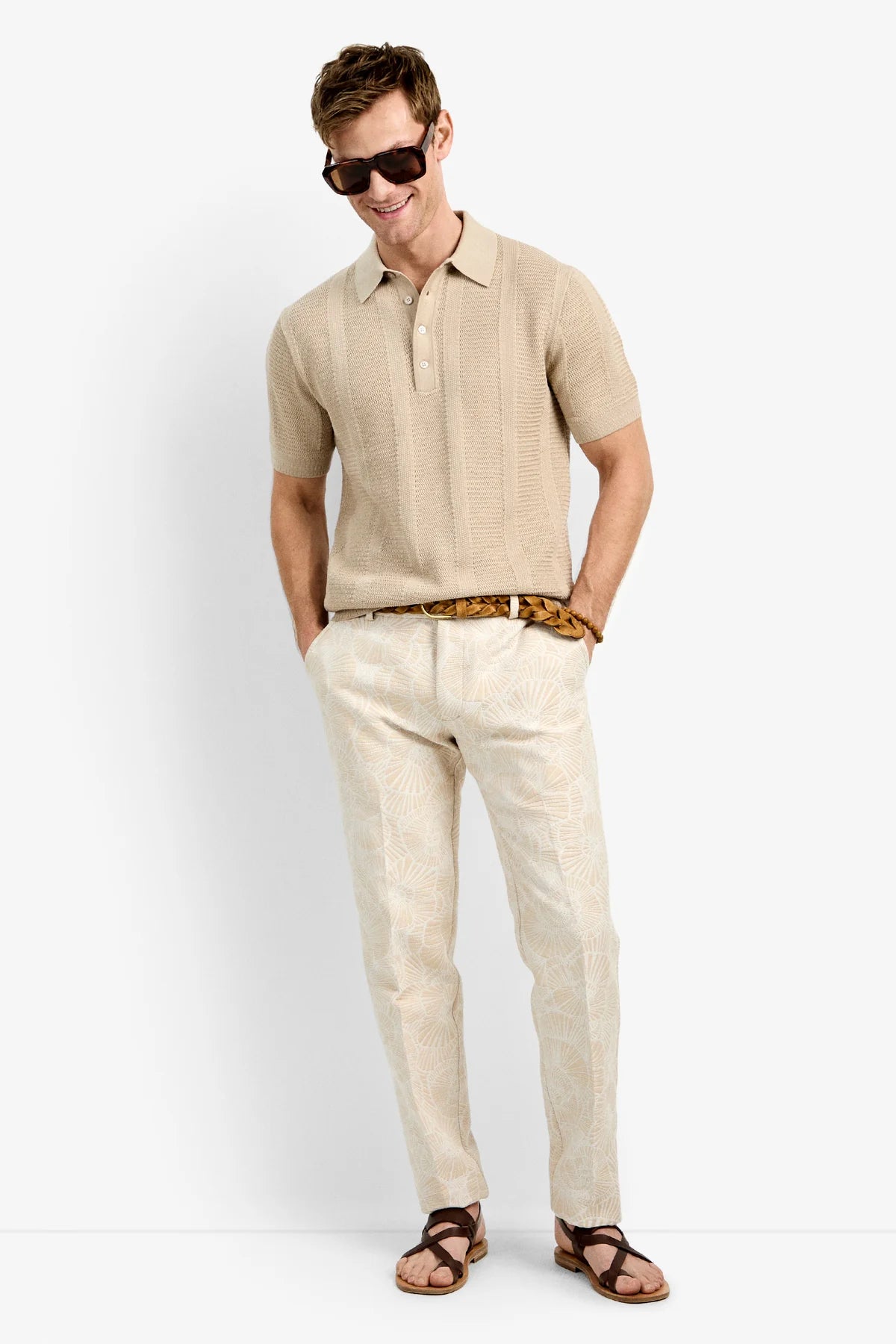 Devan Short Sleeve Polo Beachy Beige - Mr Turk