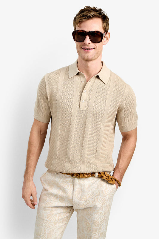 Devan Short Sleeve Polo Beachy Beige - Mr Turk