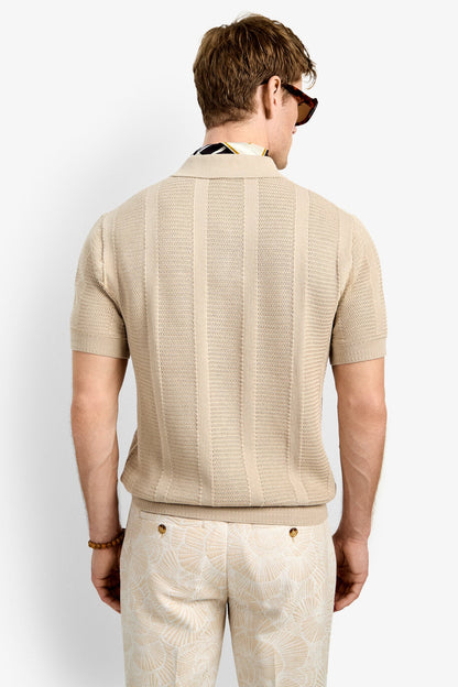 Devan Short Sleeve Polo Beachy Beige - Mr Turk