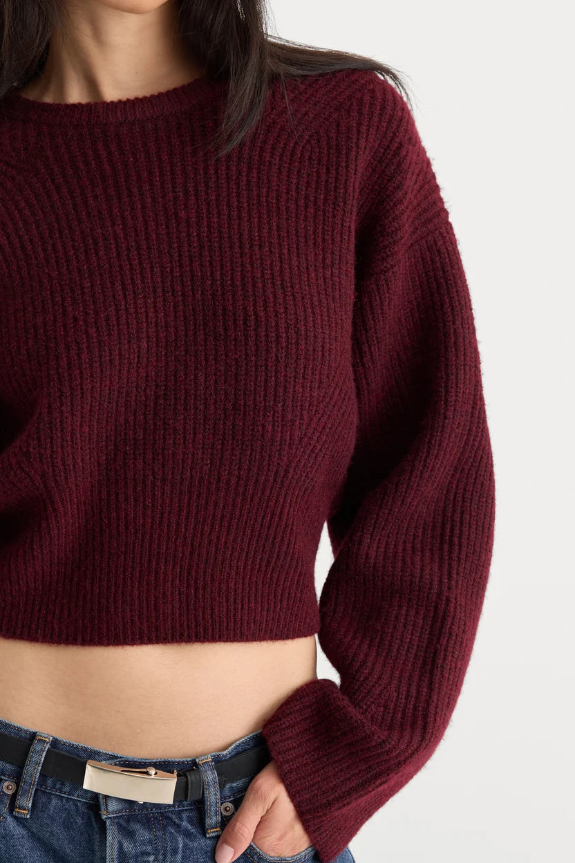 The Chunky Knit Sweater Berry Noir - Good American