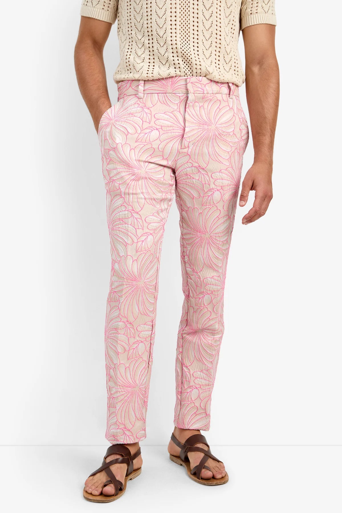 Clyde Slim Trouser Pink Bloom - Mr Turk