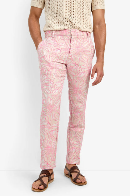 Clyde Slim Trouser Pink Bloom - Mr Turk