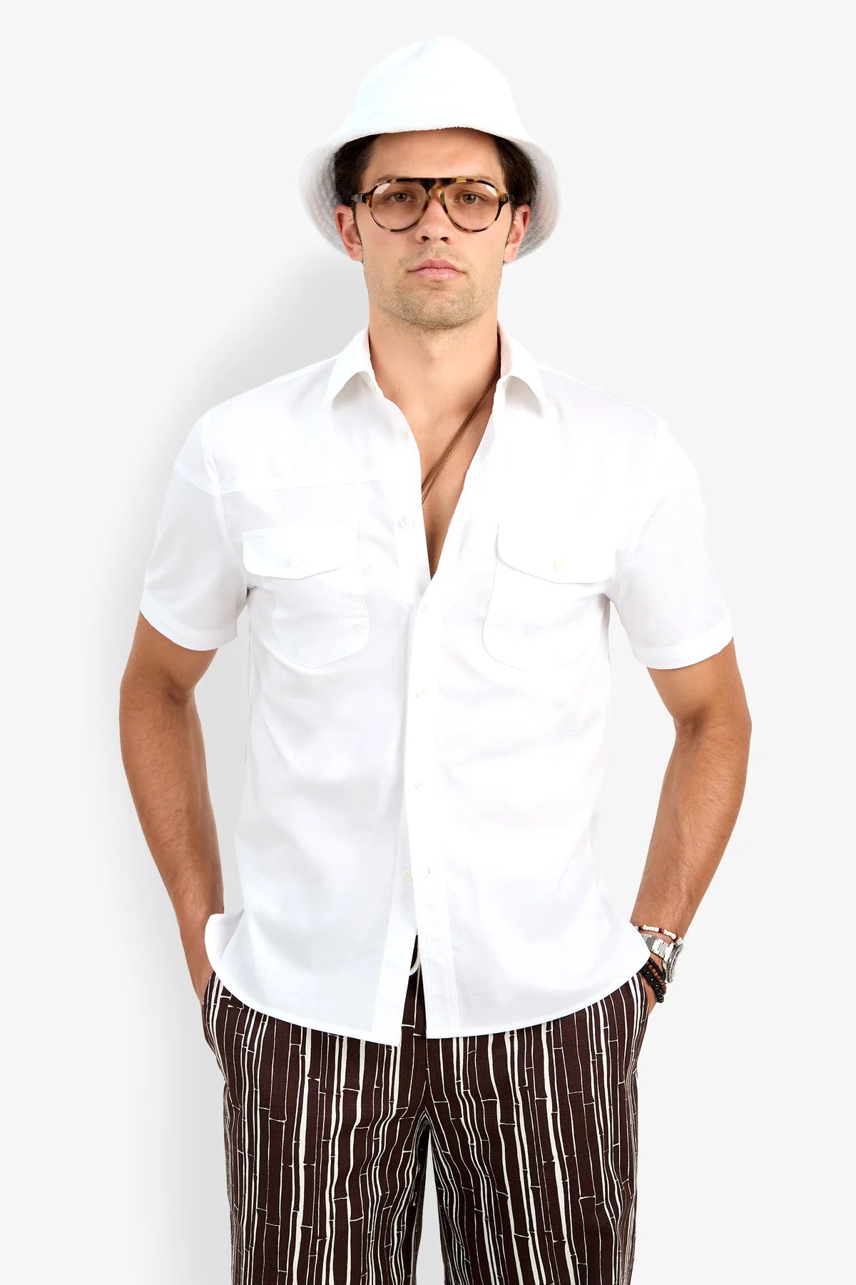 Shelton Short Sleeve Shirt White - Mr Turk