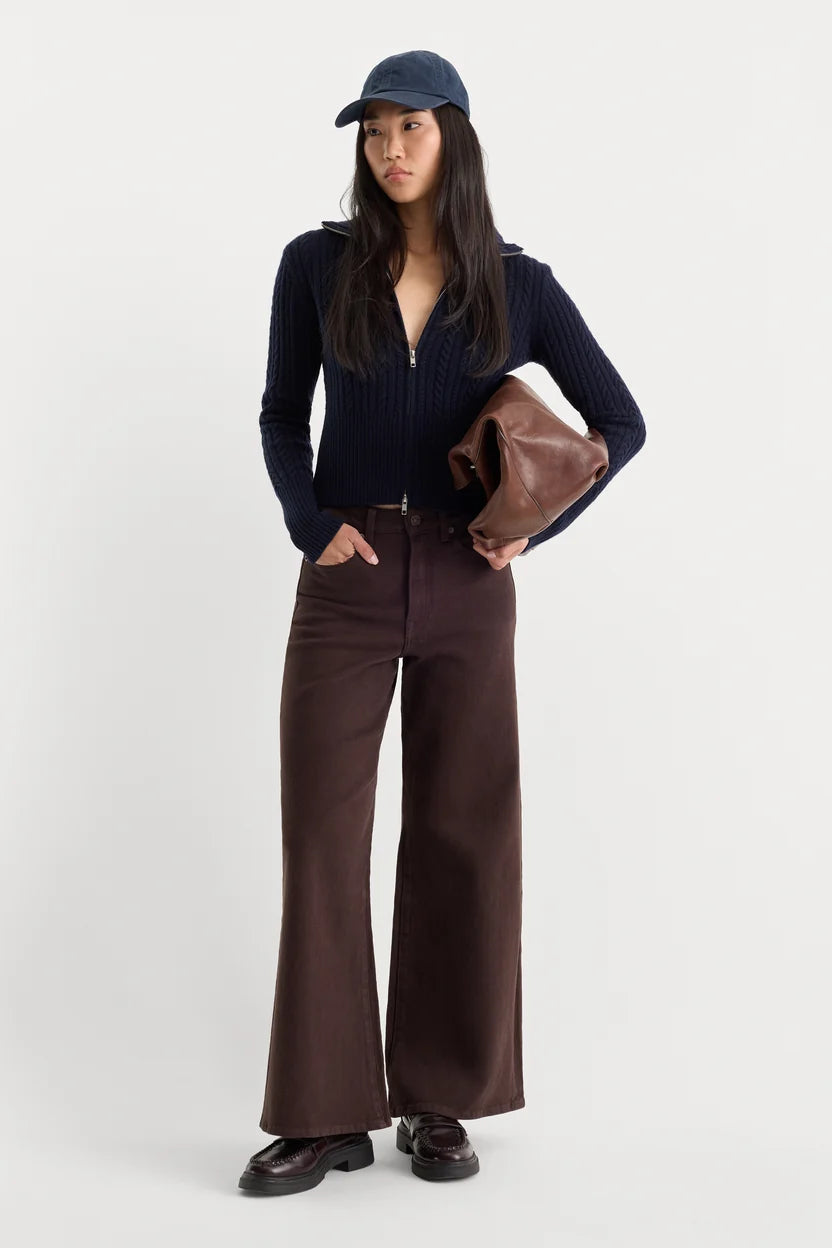 Good Waist Palazzo Ankle Jeans Espresso - Good American