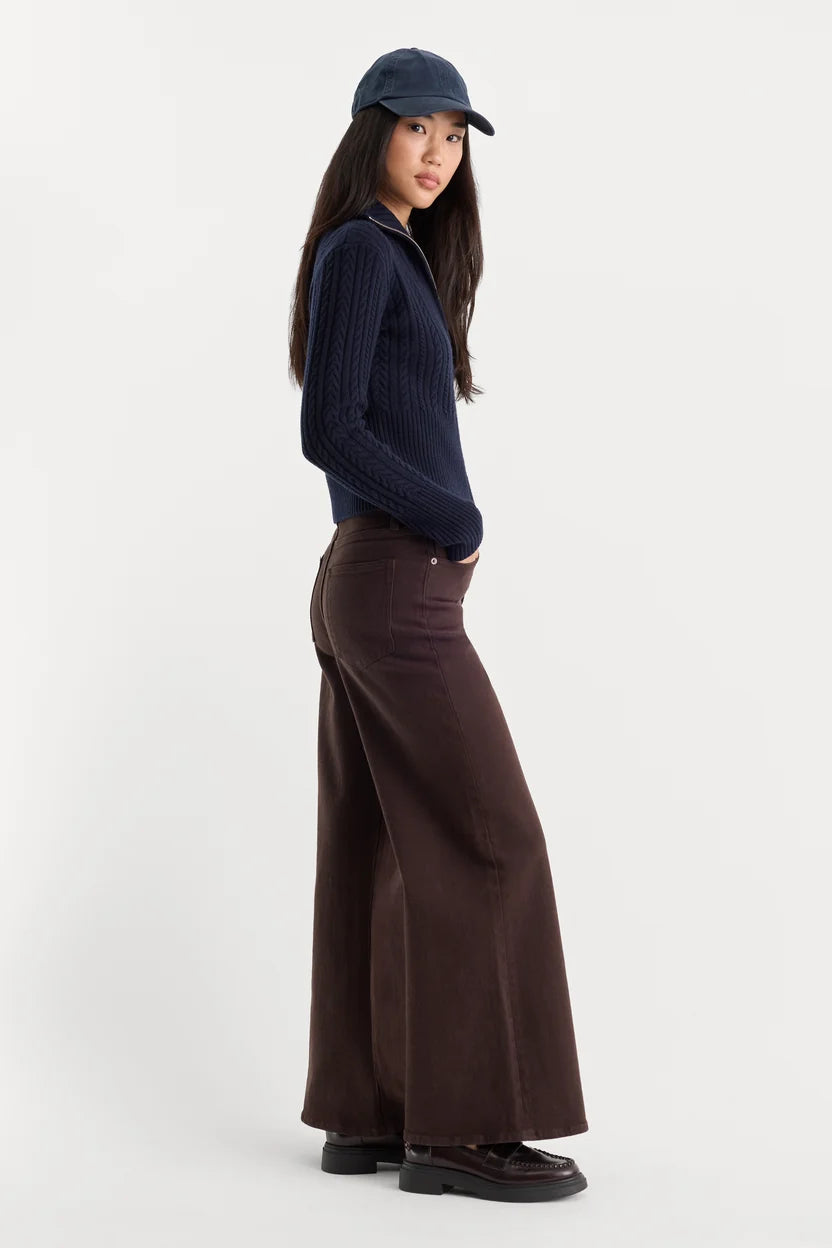 Good Waist Palazzo Ankle Jeans Espresso - Good American