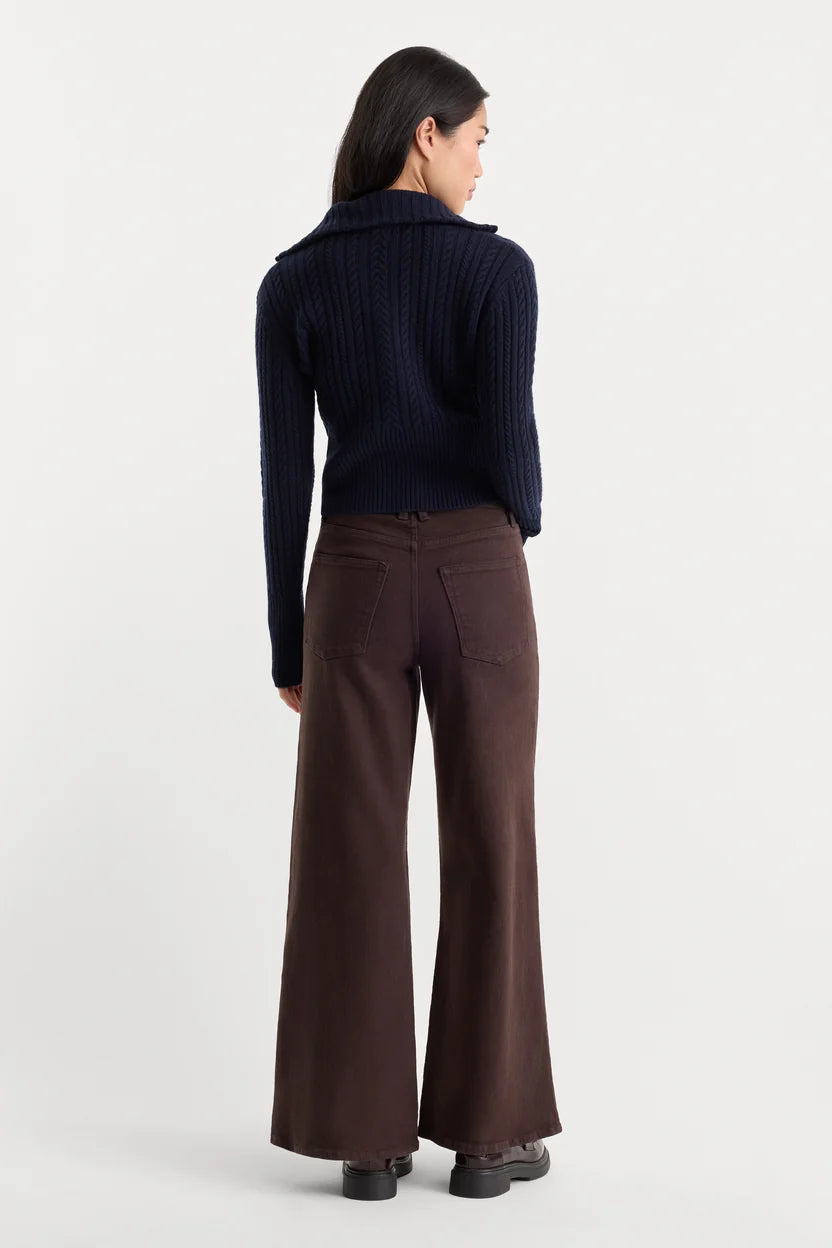 Good Waist Palazzo Ankle Jeans Espresso - Good American