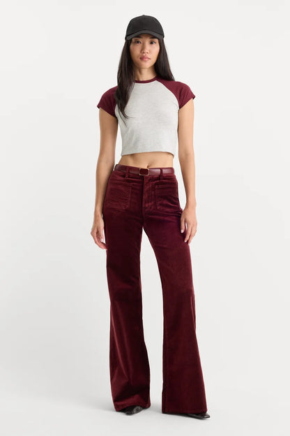 Velvet Good Waist Palazzo Pant Berry Noir - Good American