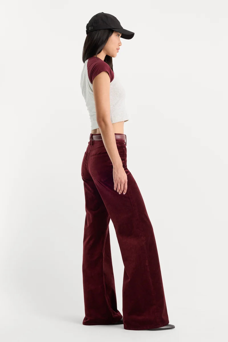 Velvet Good Waist Palazzo Pant Berry Noir - Good American