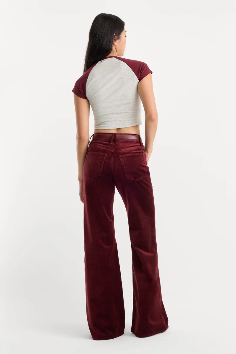 Velvet Good Waist Palazzo Pant Berry Noir - Good American