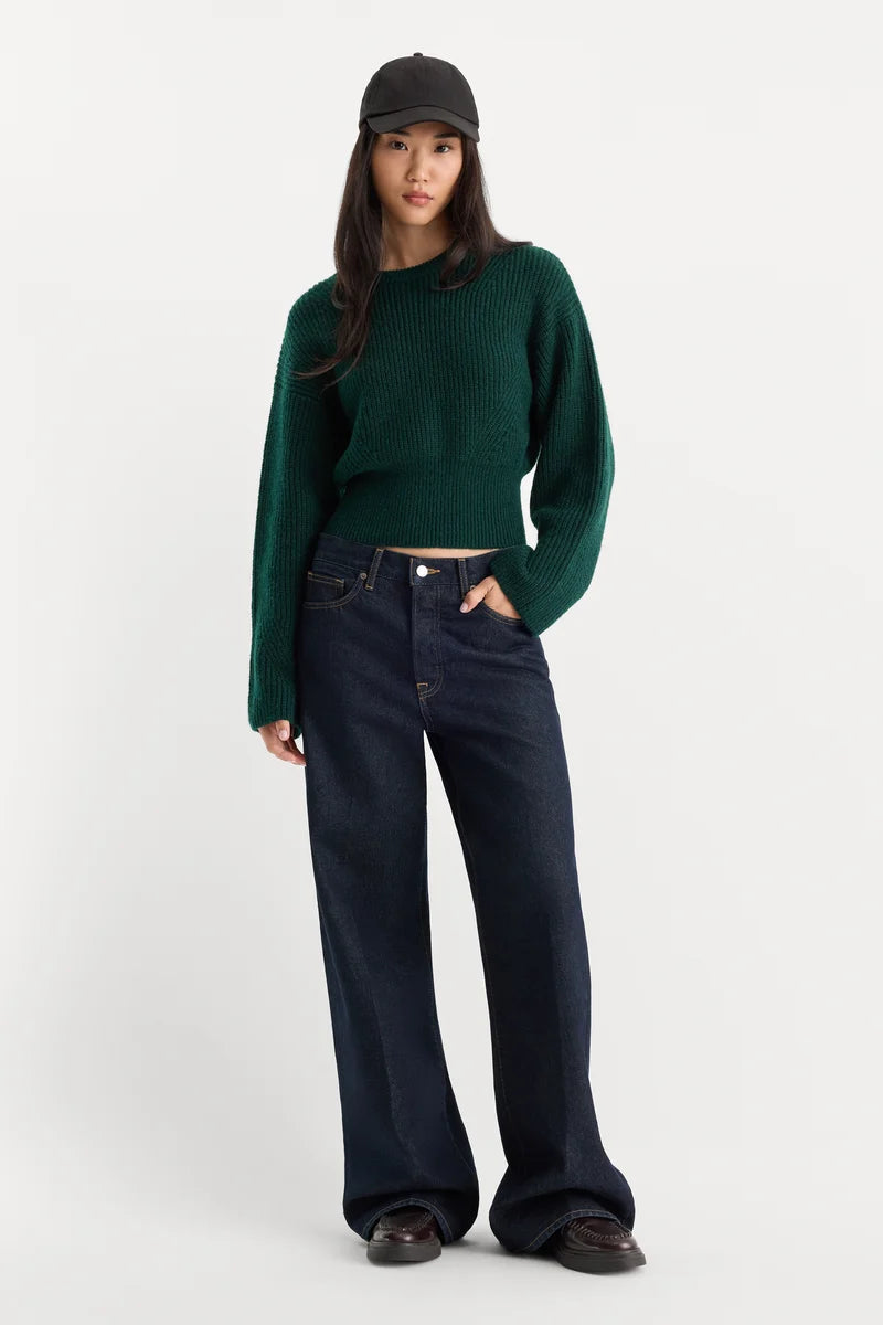 The Chunky Knit Sweater Forest Green - Good American