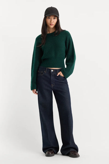 The Chunky Knit Sweater Forest Green - Good American