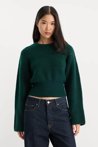 The Chunky Knit Sweater Forest Green - Good American