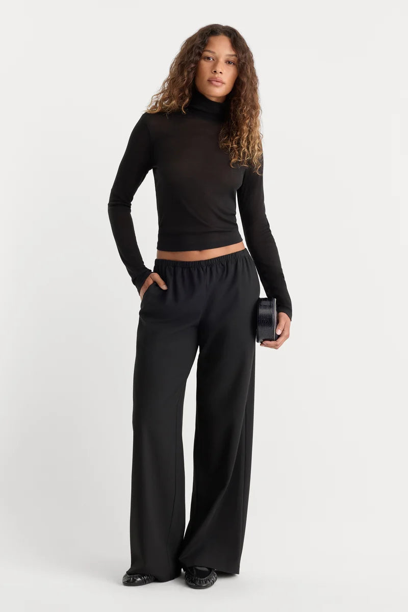 Sheer Rib Turtleneck Black - Good American