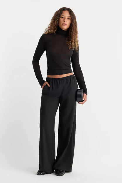 Sheer Rib Turtleneck Black - Good American