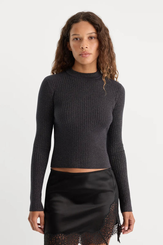 Rib Lurex Sweater Black - Good American