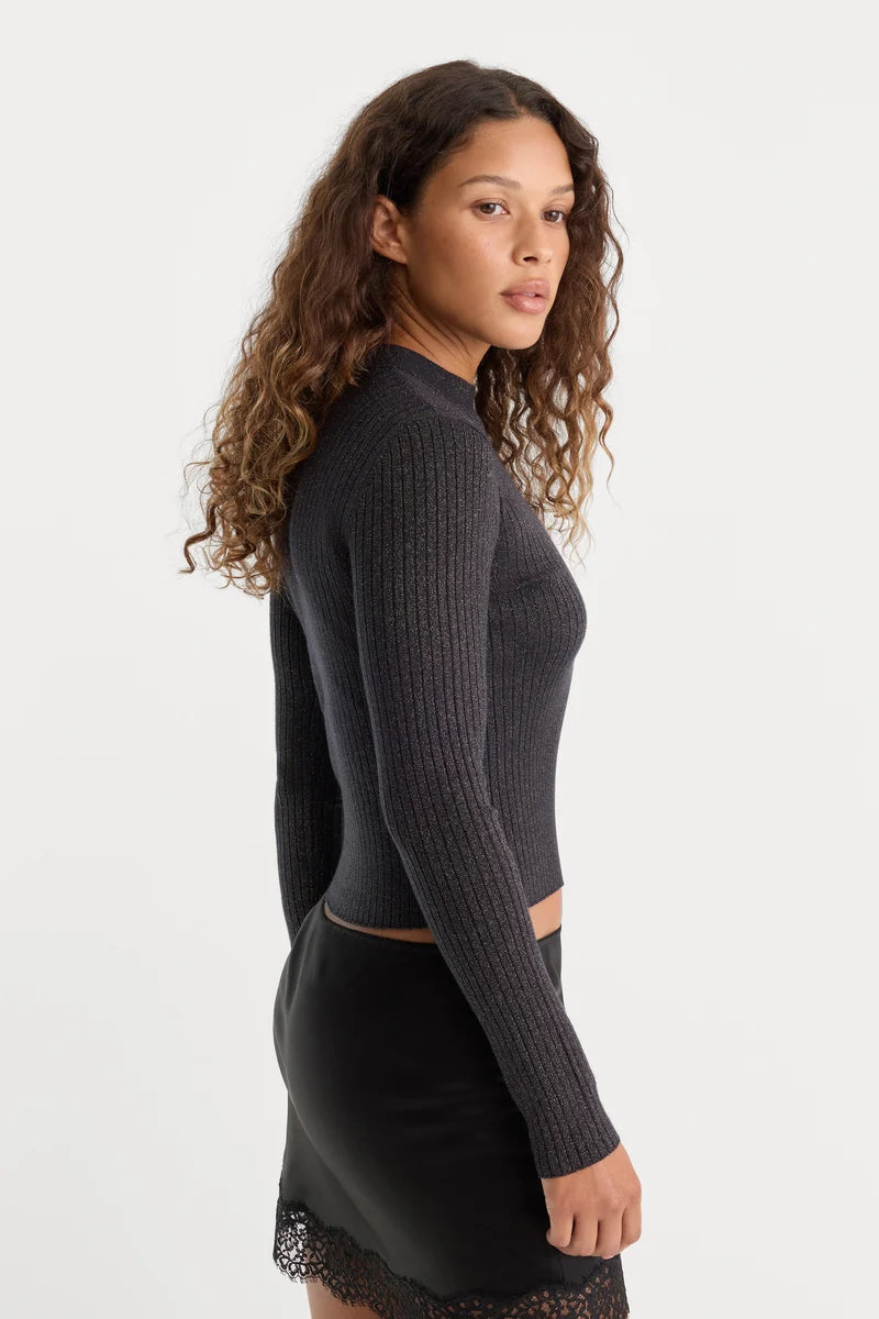 Rib Lurex Sweater Black - Good American