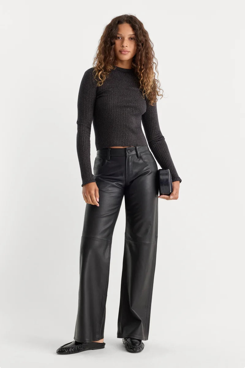 Leather Vintage Low Loose Pant Black - Good American