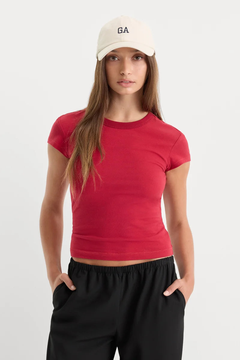 Cap Sleeve Tee Carmine - Good American