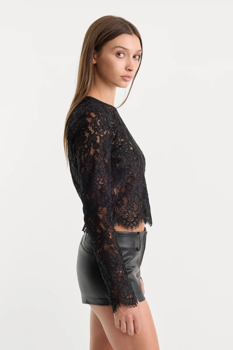 Scalloped Lace Top Black - Good American