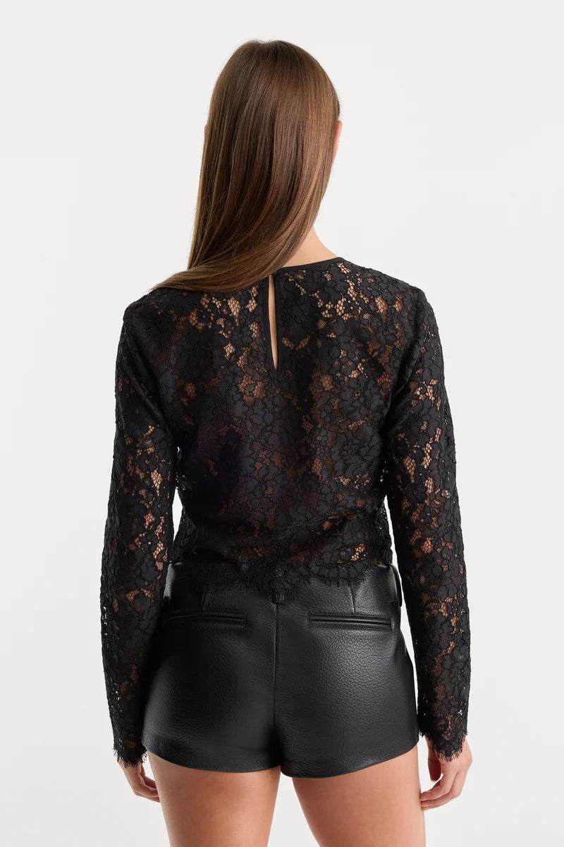 Scalloped Lace Top Black - Good American