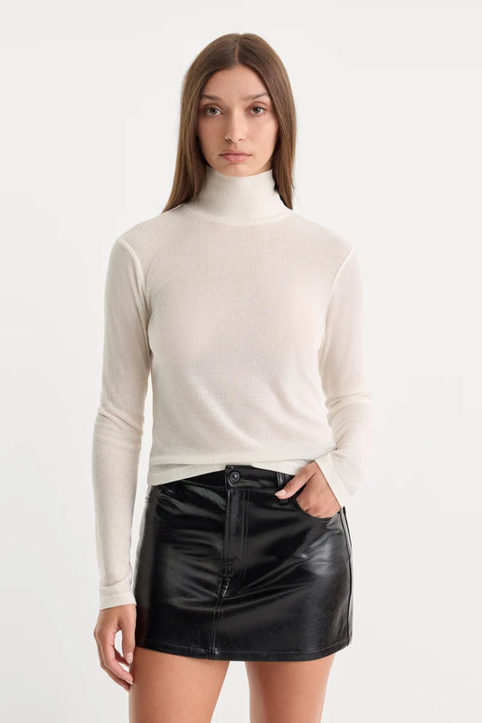 Sheer Rib Turtleneck Pearl - Good American