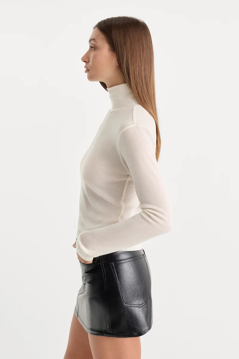 Sheer Rib Turtleneck Pearl - Good American