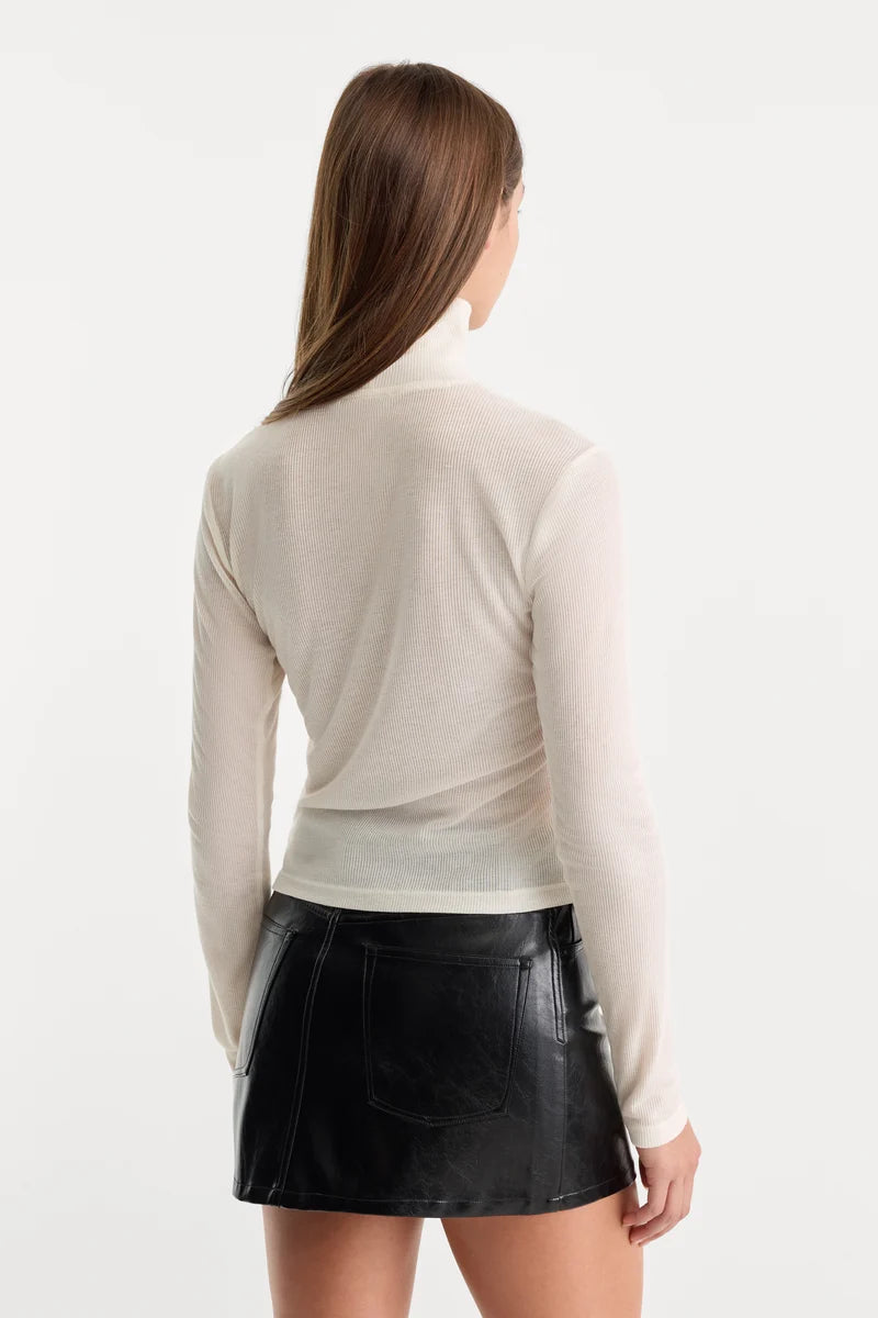 Sheer Rib Turtleneck Pearl - Good American