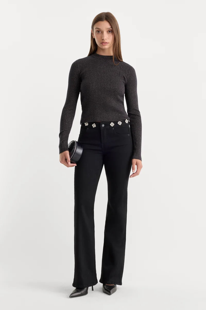 Embellished Good Low Rise Bootcut Jeans Black - Good American
