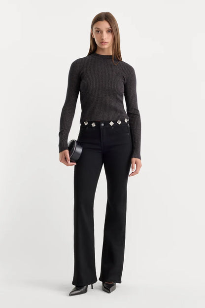 Embellished Good Low Rise Bootcut Jeans Black - Good American