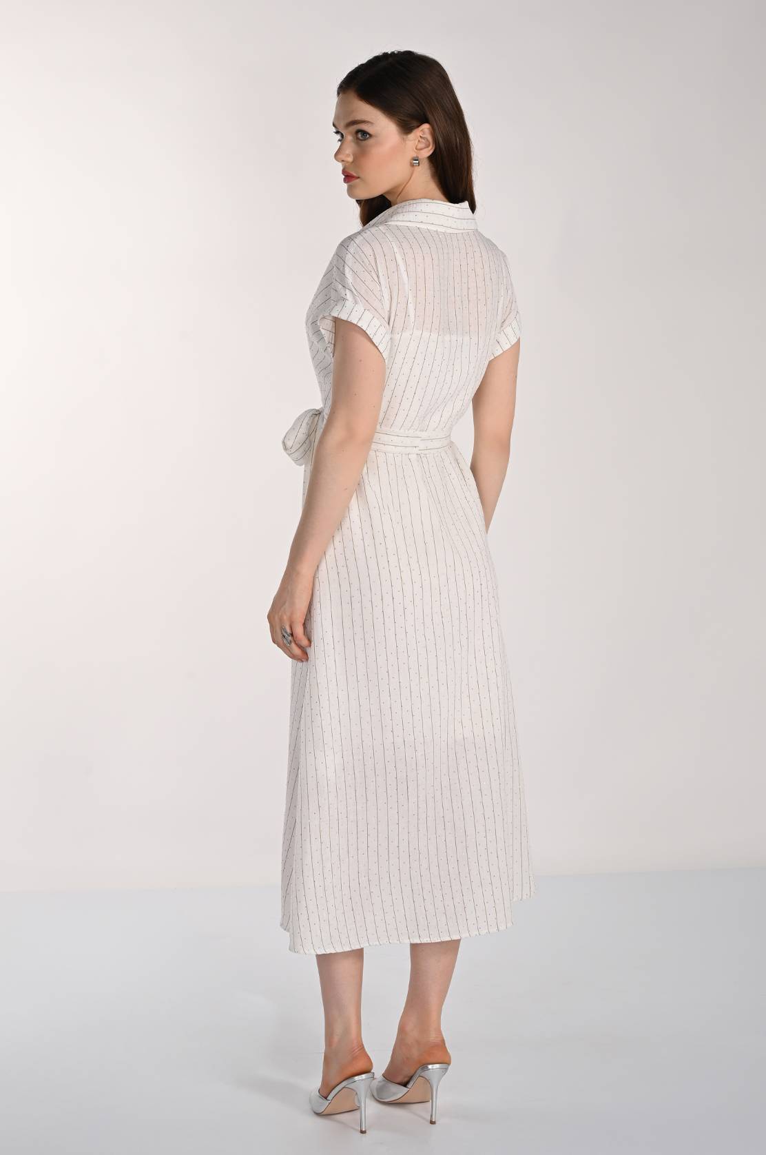 Embellished Midi Dress Off White/Taupe - Frank Lyman