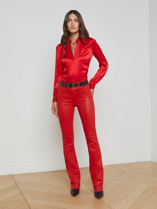 Ruth Coated Straight-Leg Jean Lava Red - L'AGENCE