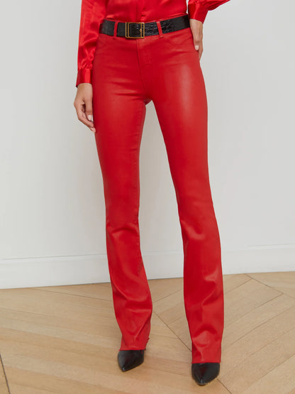 Ruth Coated Straight-Leg Jean Lava Red - L'AGENCE