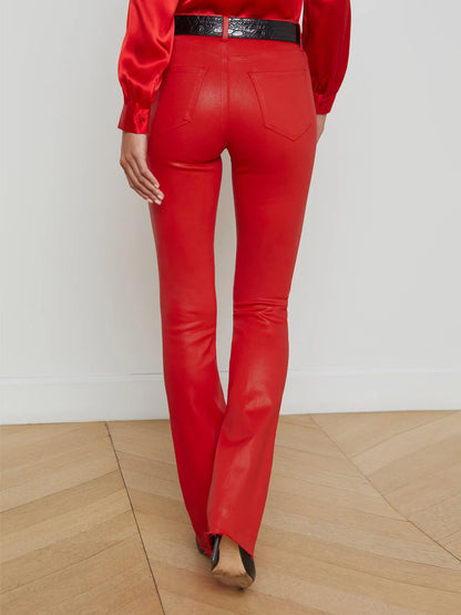 Ruth Coated Straight-Leg Jean Lava Red - L'AGENCE