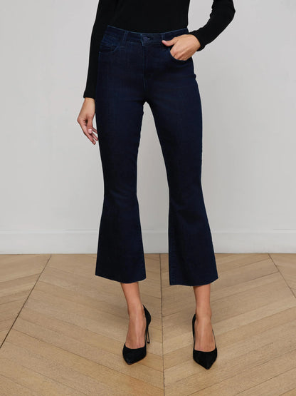 Kendra Cropped Flare Jean Black Ink - L'AGENCE