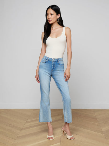 Kendra Cropped Flare Jean Dry Ice - L'AGENCE