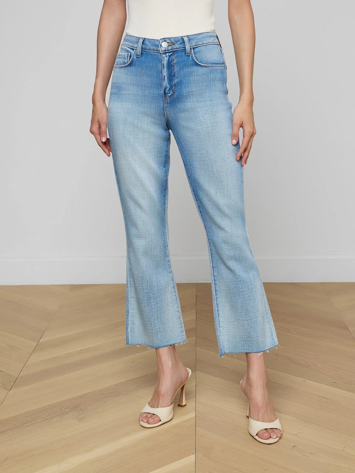 Kendra Cropped Flare Jean Dry Ice - L'AGENCE